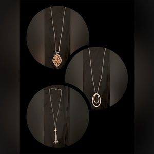 3 long silver necklaces